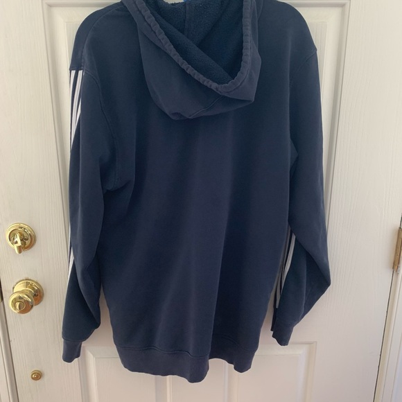 AdIdas Navy Blue and White Stripe Hoodie size Med - Picture 5 of 9